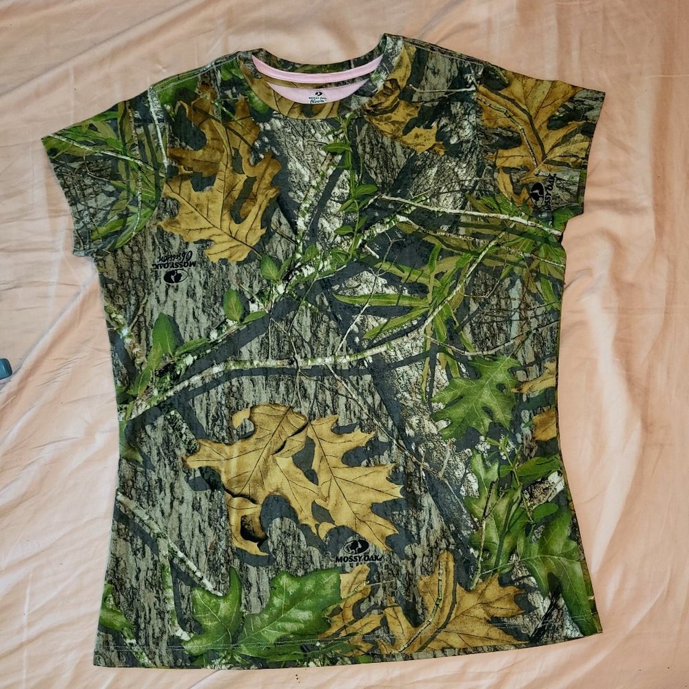 Mossy Oak Obsession Ladies T-shirt Camo Cap Sleeve Misses Size Large (12/14)